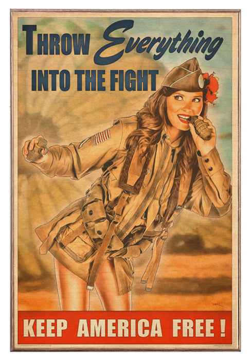 Throw Everything Into The Fight WW2 Pin-Up Girl Art Rendering - Prints54.com