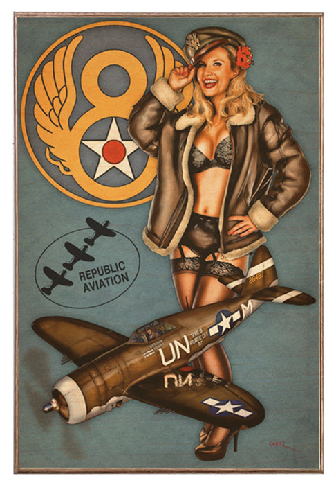 Thunderbolt Salute 8th Air Force WW2 Pin-Up Girl Art Rendering - Prints54.com