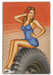 Vintage Pin-Up Girl Truck Tire Beauty Art Rendering - Prints54.com