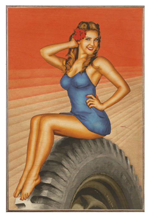 Vintage Pin-Up Girl Truck Tire Beauty Art Rendering - Prints54.com