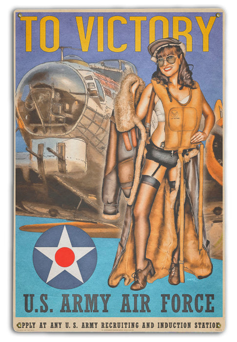 To Victory with the USAAF! Bomber WW2 Military Pin-Up Girl Art Rendering - Prints54.com