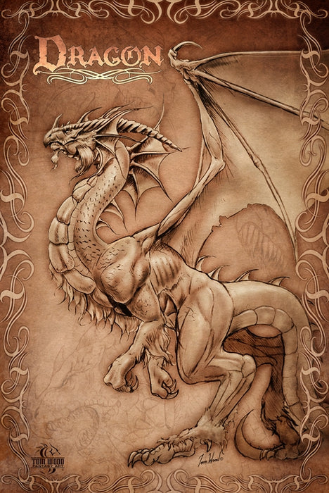 Dragon Parchment Art Rendering - Prints54.com