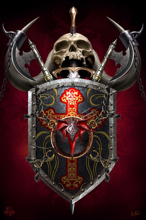 Dragon Shield Skull Warrior Fantasy Art Rendering - Prints54.com