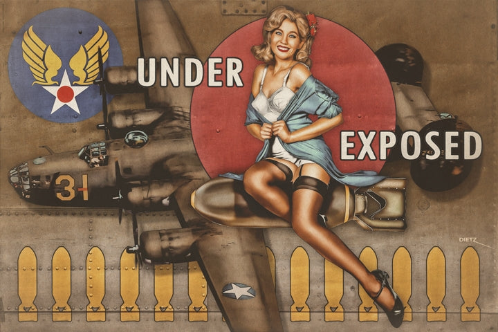 Under Exposed Military Bomber Pin-Up Art Rendering - Prints54.com