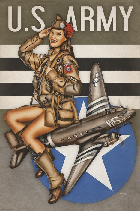 US Army Skytrain Paratroopers Pin-Up Art Rendering - Prints54.com