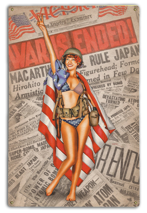 VJ Day Tribute Military Pin-Up Girl Patriotic Art Rendering - Prints54.com