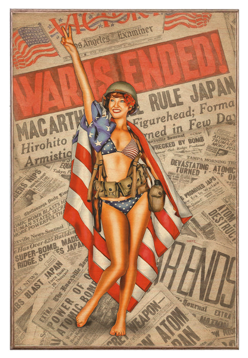 VJ Day Tribute Military Pin-Up Girl Patriotic Art Rendering - Prints54.com