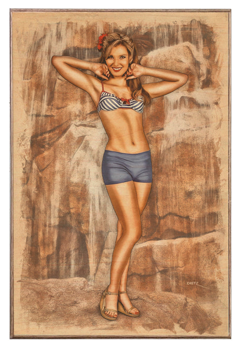 Winter Waterfall Pin-Up Girl Art Rendering - Prints54.com