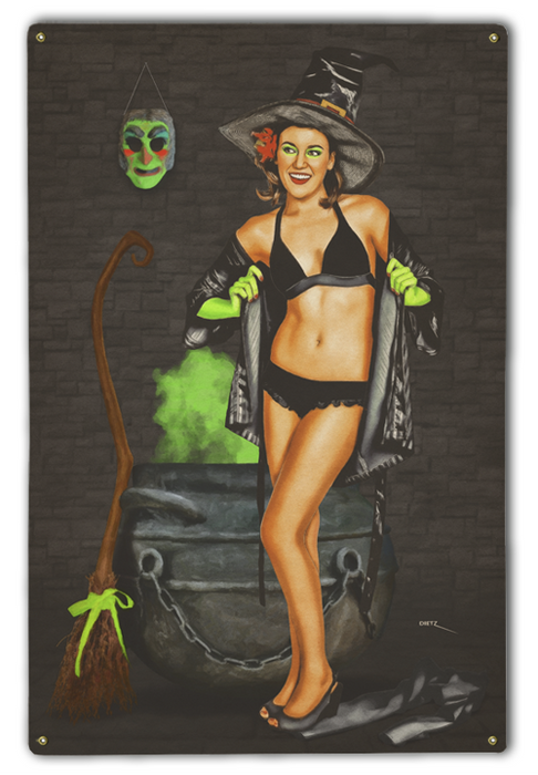 Witching Hour Witch Pin-Up Girl Art Rendering - Prints54.com