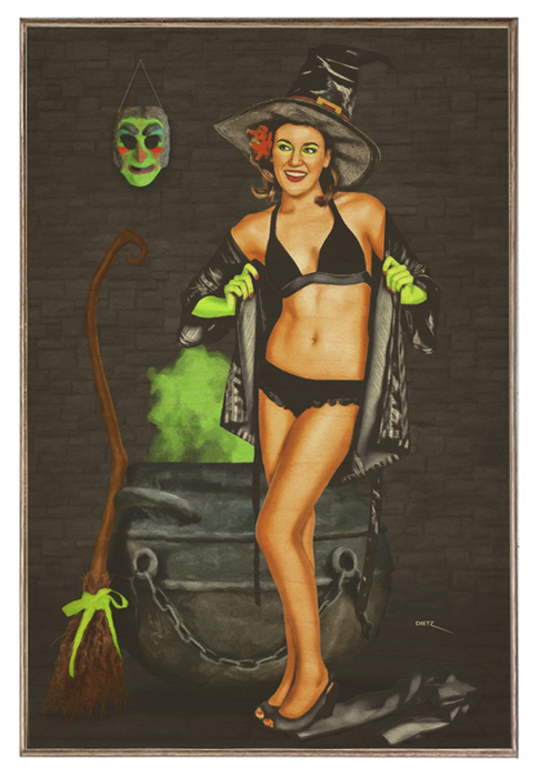 Witching Hour Witch Pin-Up Girl Art Rendering - Prints54.com