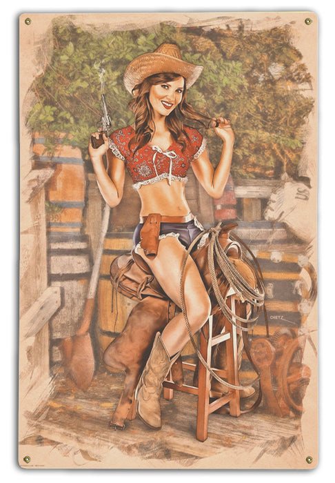 Yeehaa! Cowgirl Western Vintage Pin-Up Girl Art Rendering - Prints54.com