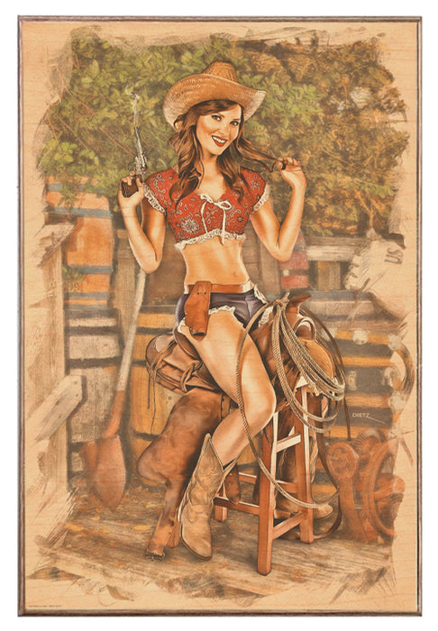 Yeehaa! Cowgirl Western Vintage Pin-Up Girl Art Rendering - Prints54.com