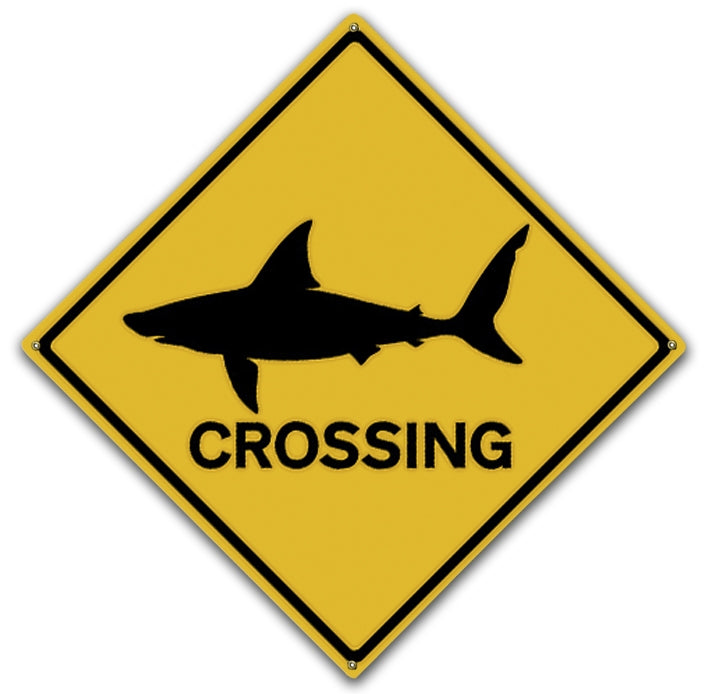 Shark Crossing Beach House Novelty Art Rendering - Prints54.com