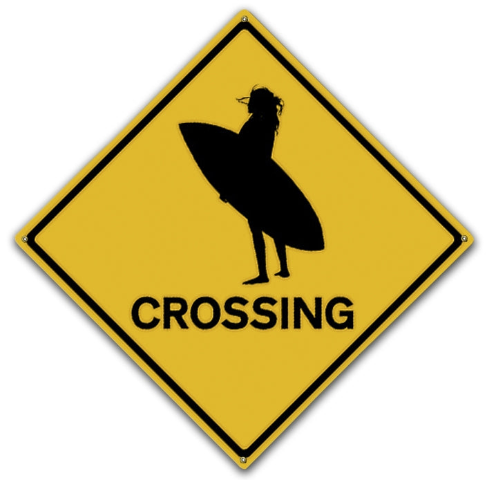 Surfer Chick Crossing Art Rendering - Prints54.com