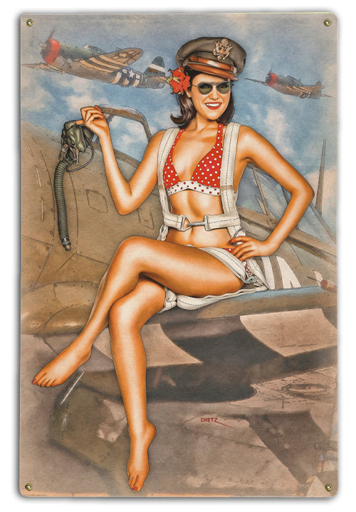 A Lesson in Distraction Military Pin-Up Art Rendering - Prints54.com