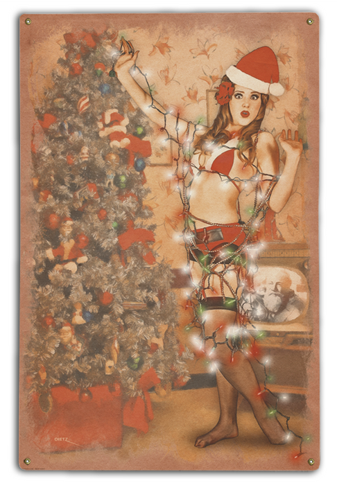 All Wrapped Up Christmas Pin-Up Girl Art Rendering - Prints54.com