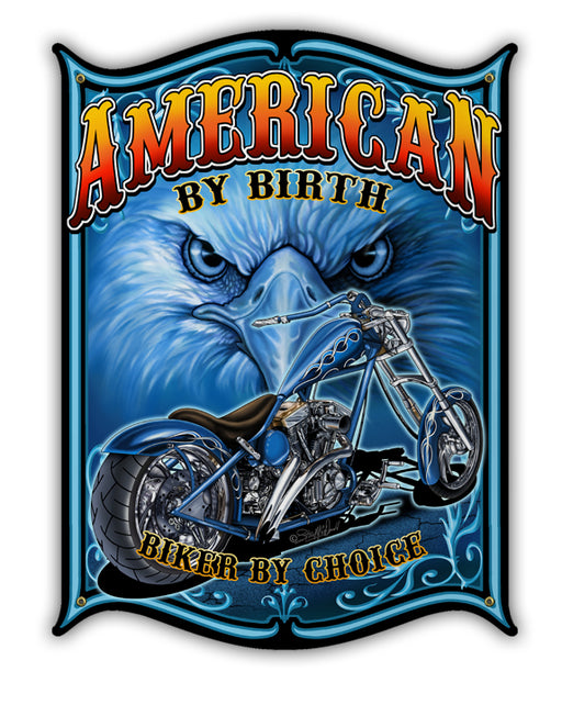 American by Birth- Biker by Choice Art Rendering - Prints54.com