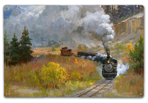 Autumn Steam in the Rockies 6x8" Gift Tin Art Rendering - Prints54.com