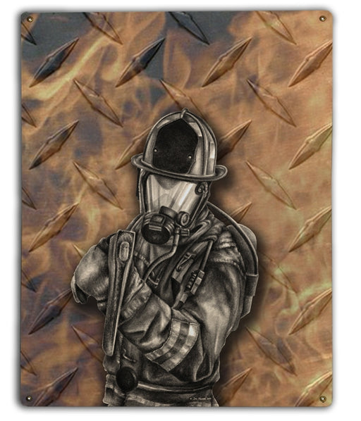 Diamond Plate Firefighter Art Rendering - Prints54.com