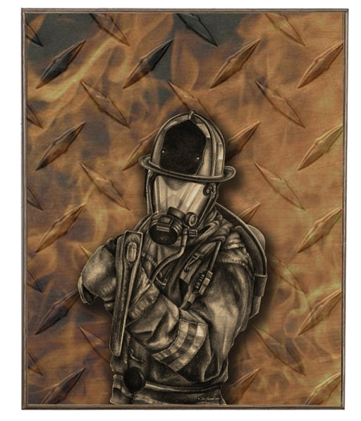 Diamond Plate Firefighter Art Rendering - Prints54.com