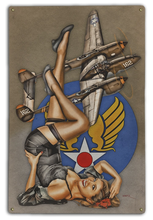 USAF P-38 Beautiful Lightning Vintage Military Pin-Up Girl Art Rendering - Prints54.com