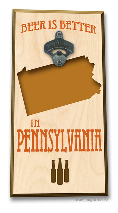 The Beer is Better in "Your State" Bottle Opener Art Rendering - Prints54.com