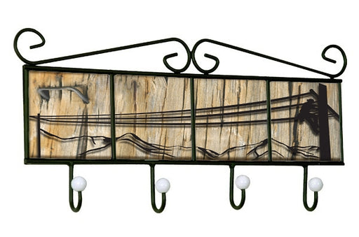 Wrought Iron Coat Rack – Lineman Mountain Silhouette Art Rendering - Prints54.com