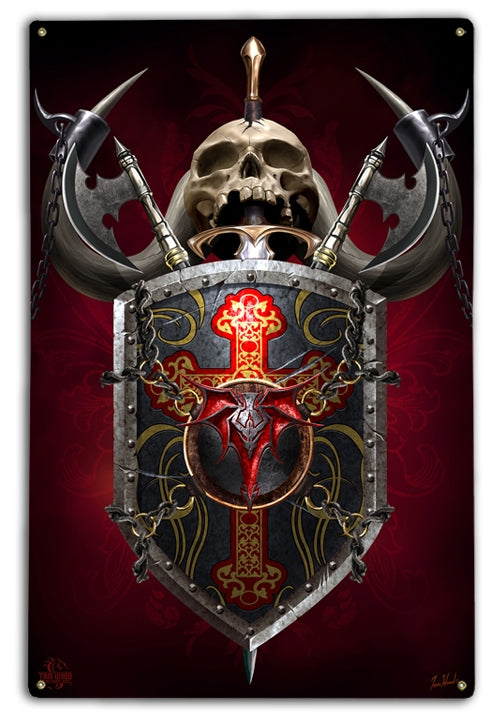 Dragon Shield Skull Warrior Fantasy Art Rendering - Prints54.com