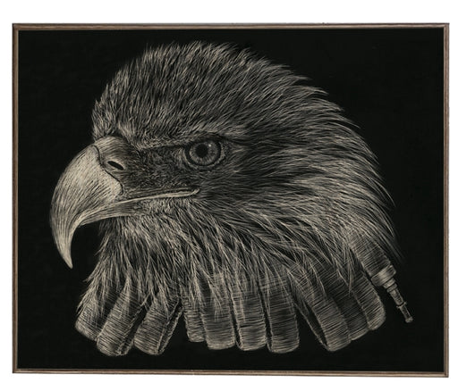 Black & White Firefighter Eagle Art Rendering - Prints54.com