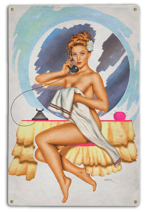 Hello Phone Pin-Up Girl Art Rendering - Prints54.com