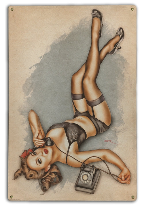 Hello Vintage Pin-Up Girl Art Rendering - Prints54.com