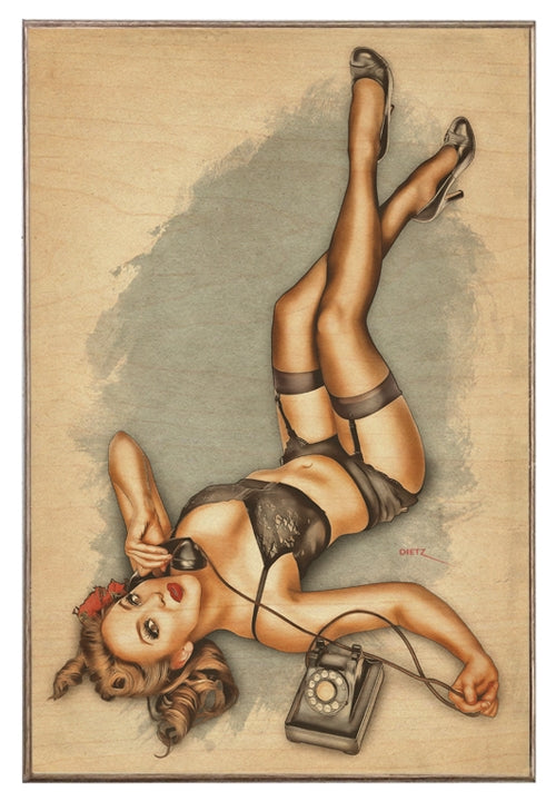 Hello Vintage Pin-Up Girl Art Rendering - Prints54.com