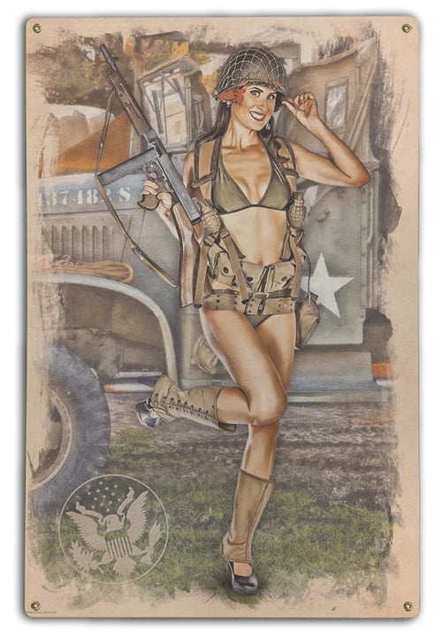 Hello Boys Army Soldier Pin-Up Girl Art Rendering - Prints54.com