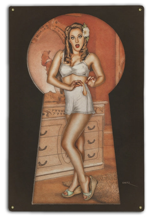 Keyhole Cutie Pin-Up Girl Art Rendering - Prints54.com