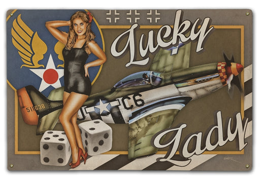 Lucky Lady P-51 Mustang Military Pin-Up Girl Art Rendering - Prints54.com