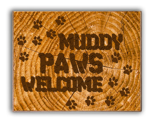 Muddy Paws Welcome Dog Lovers Paw Prints Art Rendering - Prints54.com