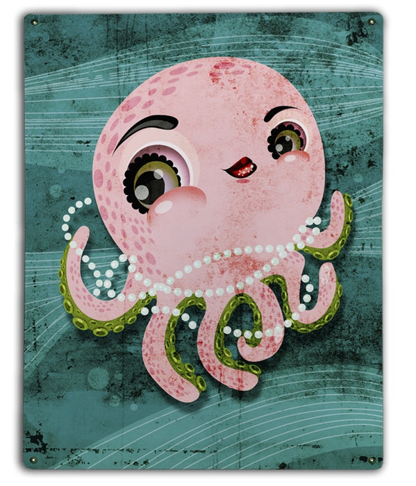 Octopus With Pearls Sealife Nautical Art Rendering - Prints54.com