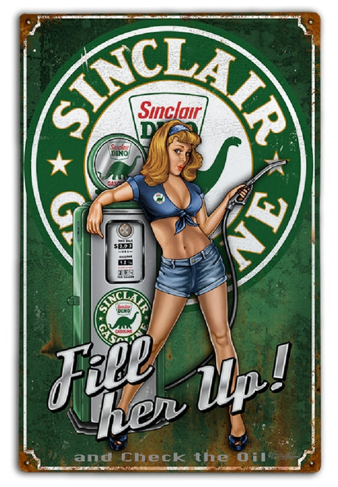 Sinclair Gasoline Fill Her Up Vintage Pin-Up Girl Art Rendering - Prints54.com