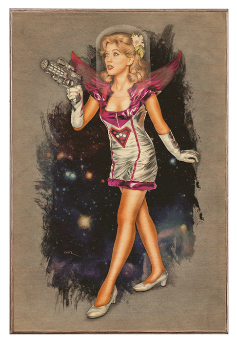 Space Girl 1950's Sci Fi Vintage Pin-Up Girl Art Rendering - Prints54.com