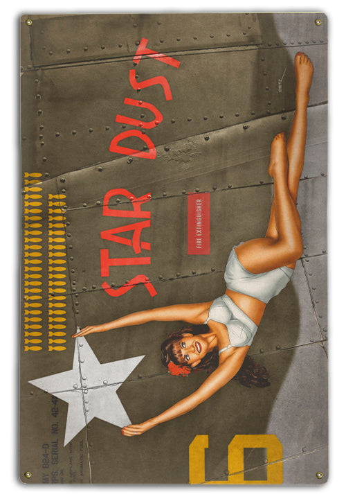 Stardust Military Bomber Nose art Vintage Pin-Up Girl WW2 Art Rendering - Prints54.com