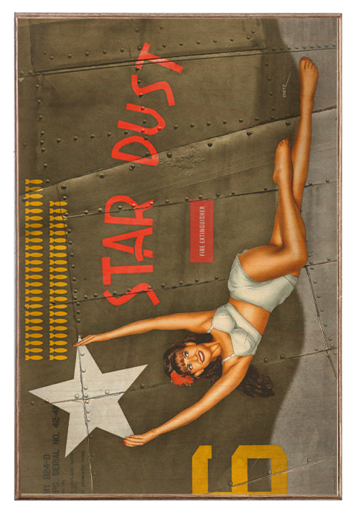 Stardust Military Bomber Nose art Vintage Pin-Up Girl WW2 Art Rendering - Prints54.com